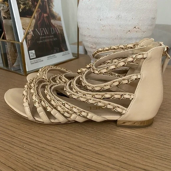 Chanel chain gladiator sandals